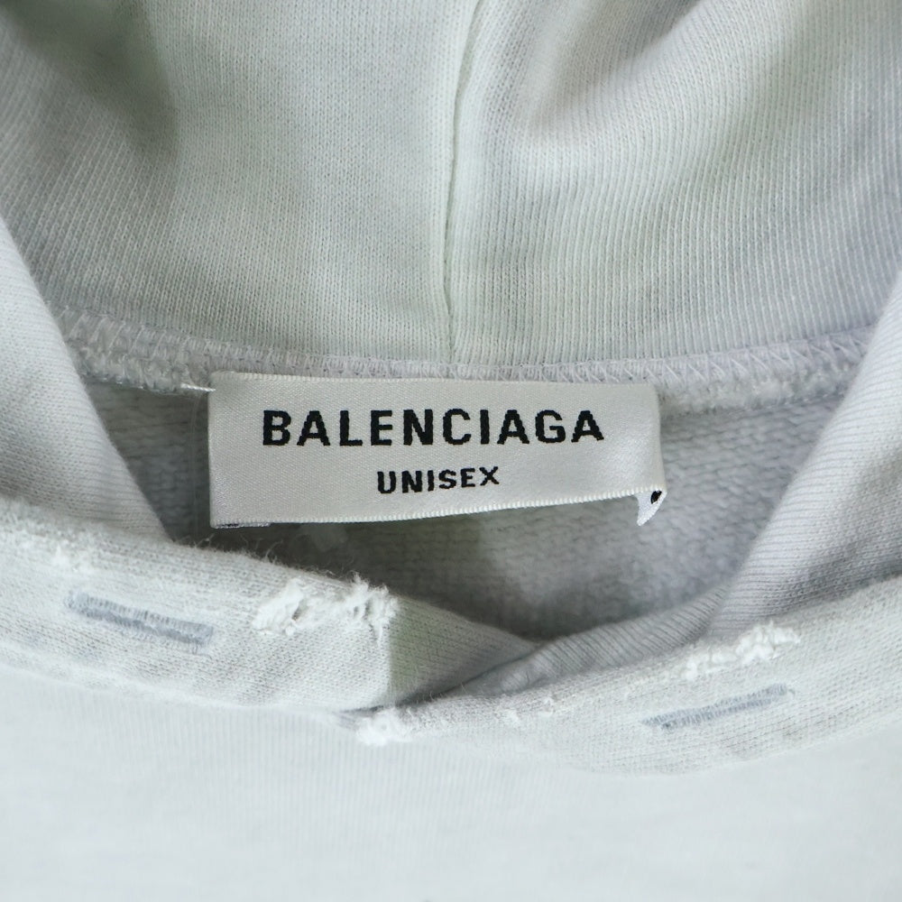 BALENCIAGA(バレンシアガ) 22AW 90/10 Hoodie Wide Fit 675003 TMVH4 フロントプリント プルオーバーパーカー グレー