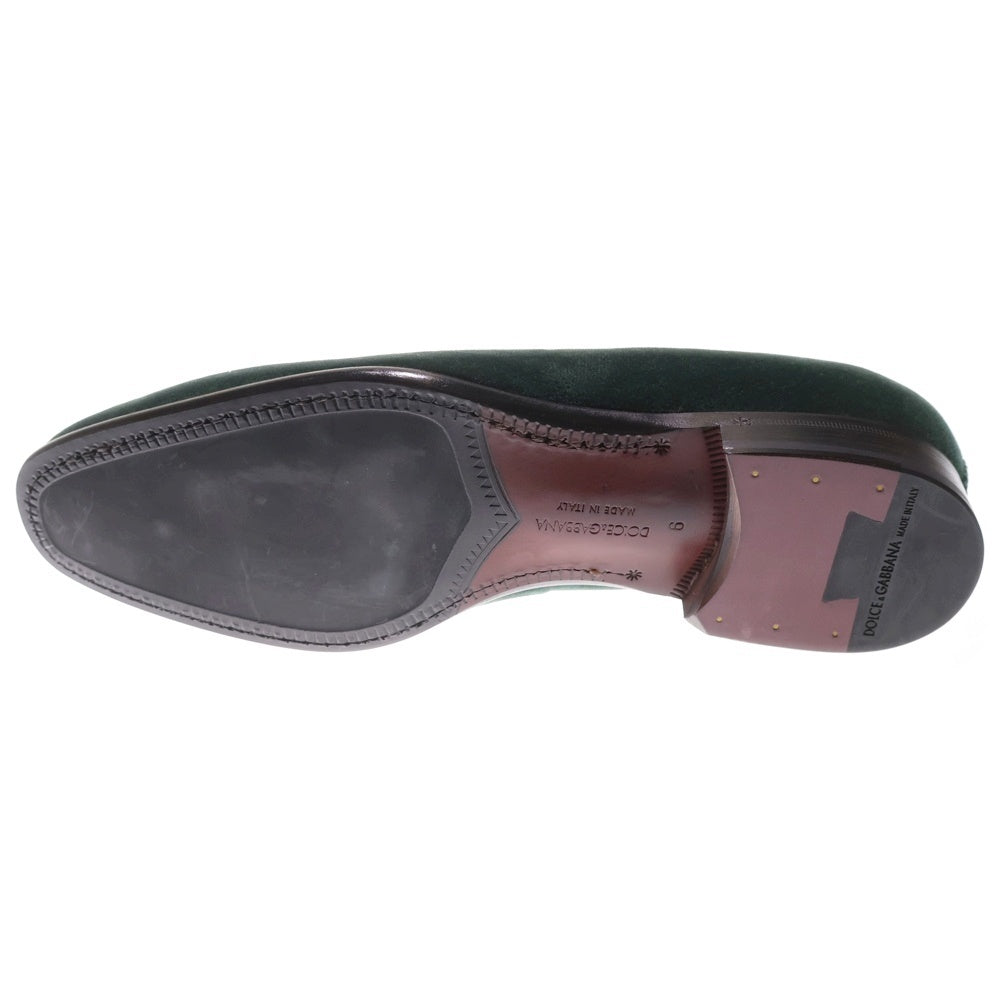 DOLCE & GABBANA(ドルチェアンドガッバーナ) ベルベット調 ラウンドトゥ スリッポン グリーン