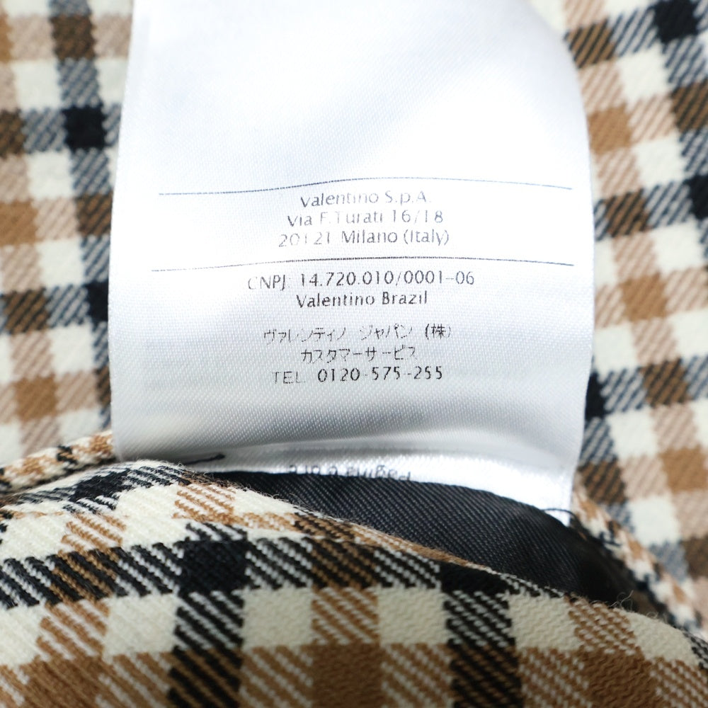 VALENTINO(ヴァレンティノ) チェック総柄 ウール ロングコート ホワイト/ブラウン