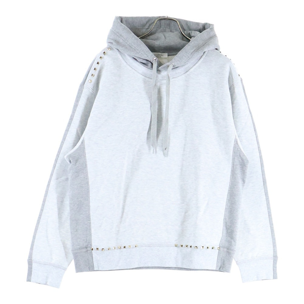 【ほぼ新品】VALENTINO ホワイト パーカー スタッズ プルオーバーパーカー 長袖 コットン グレー スタッズ ヴァレンティノ