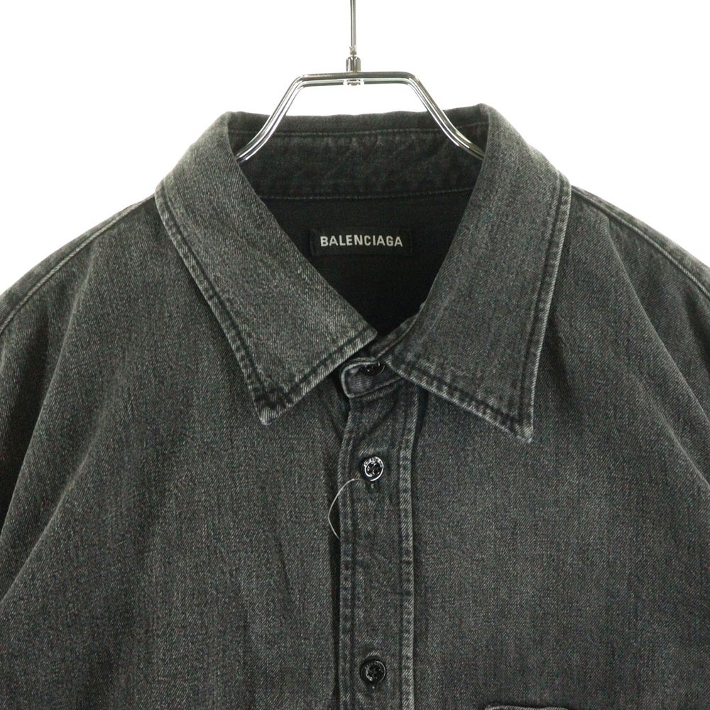 BALENCIAGA(バレンシアガ) バックロゴプリント デニムウエスタンシャツ グレー 571365 TBP19