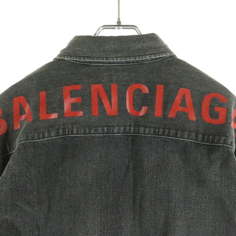 BALENCIAGA(バレンシアガ) バックロゴプリント デニムウエスタンシャツ グレー 571365 TBP19