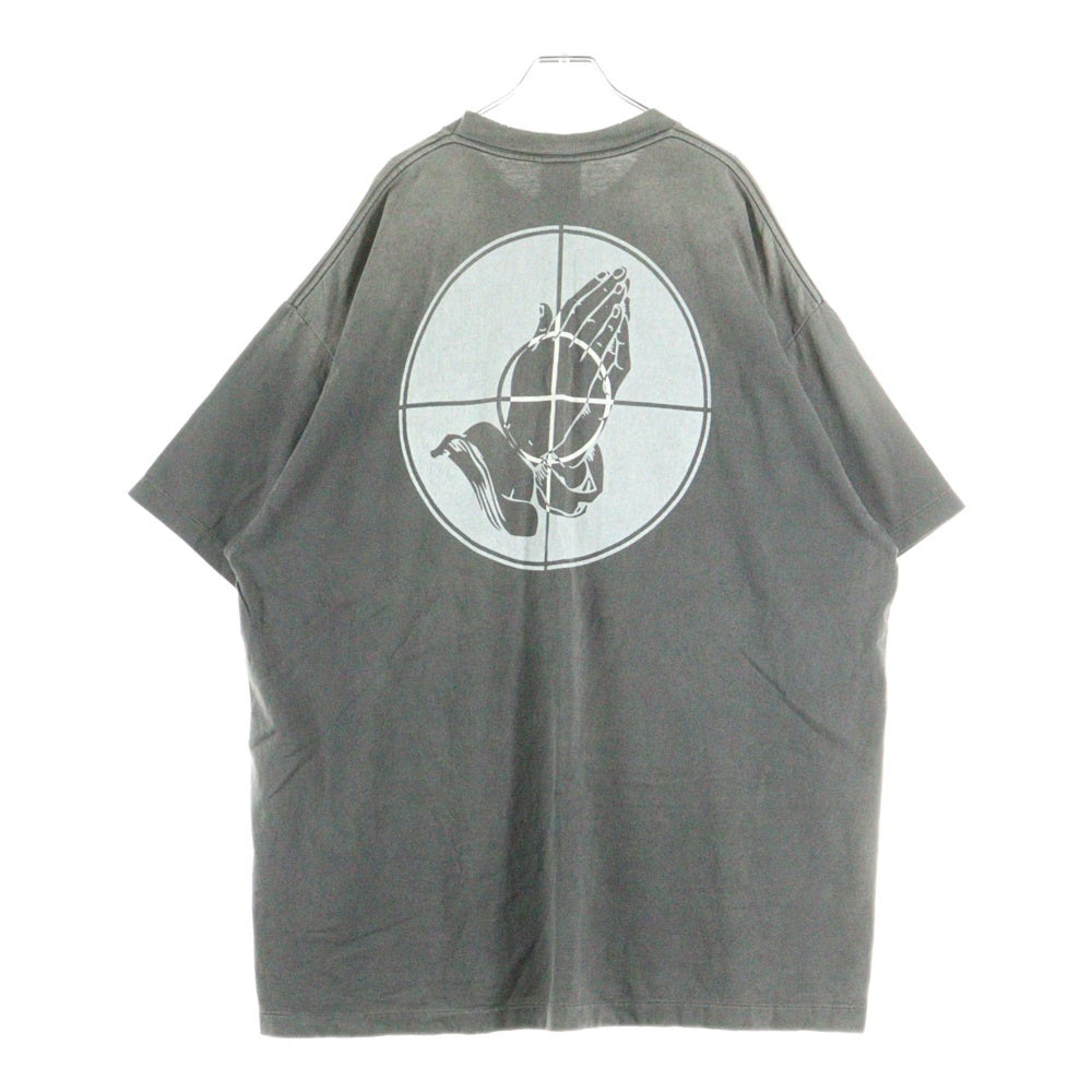 SAINT MICHAEL(セントマイケル) 25SS ×FEAR OF GOD SNT OF GOD FG_SS TEE VINTAGE加工 セントオブゴッド 両面プリント クルーネック 半袖Tシャツ カットソー グレー SM-HR8-0000-C01