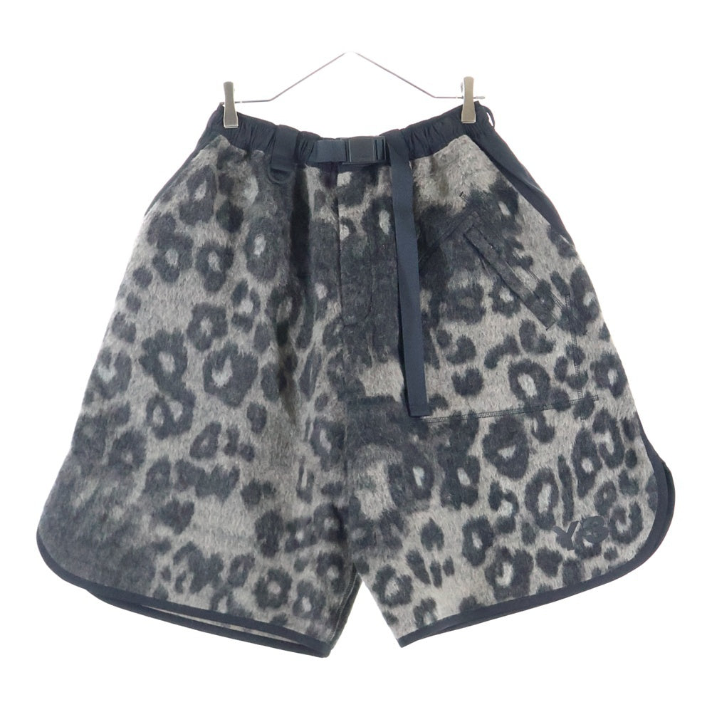 Y-3(ワイスリー) M LEO FLEECE FOOTBALL SHORTS レオ フリース フットボールショーツ モヘア ウエストベルト ヒョウ柄 ハーフパンツ ブラック 2JO001