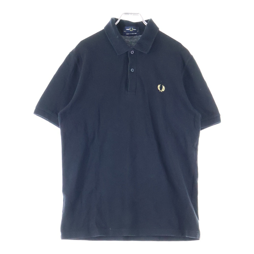 FRED PERRY(フレッドペリー) フロントロゴ刺繍 コットン ポロシャツ ブラック