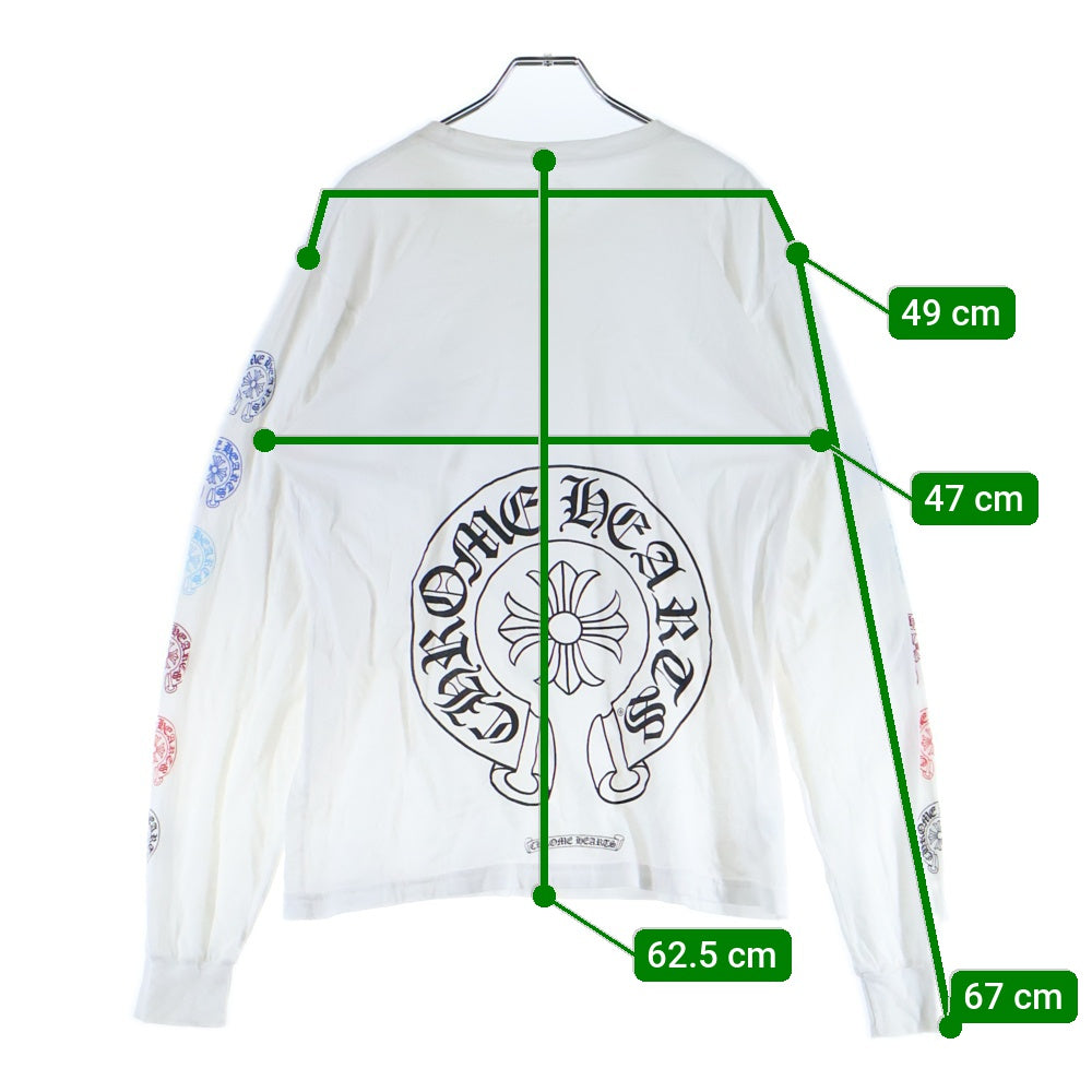 CHROME HEARTS(クロムハーツ) Multi Color Horseshoe L/S Tee マルチカラー ホースシュー プリント ロングスリーブ Tシャツ 長袖カットソー ホワイト
