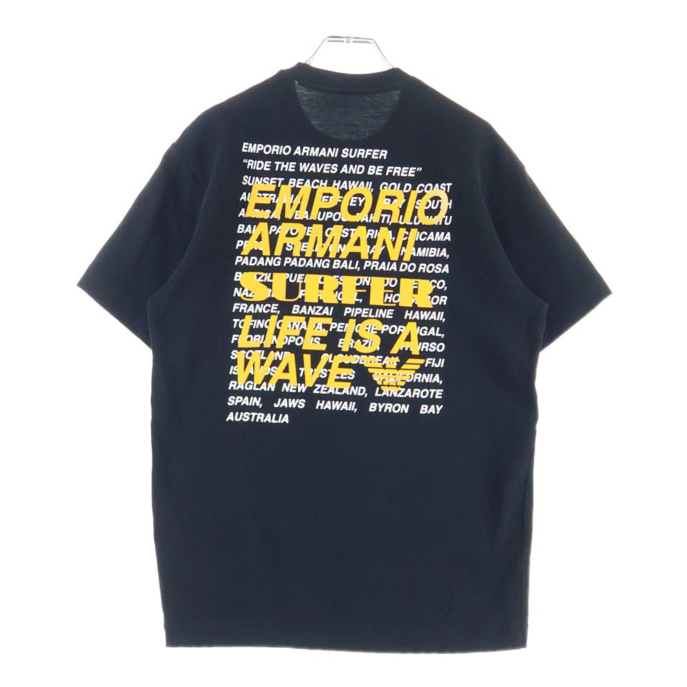 GIORGIO ARMANI(ジョルジオアルマーニ) 両面プリント クルーネック 半袖Tシャツ ブラック 3L1TCV 1JUFZ