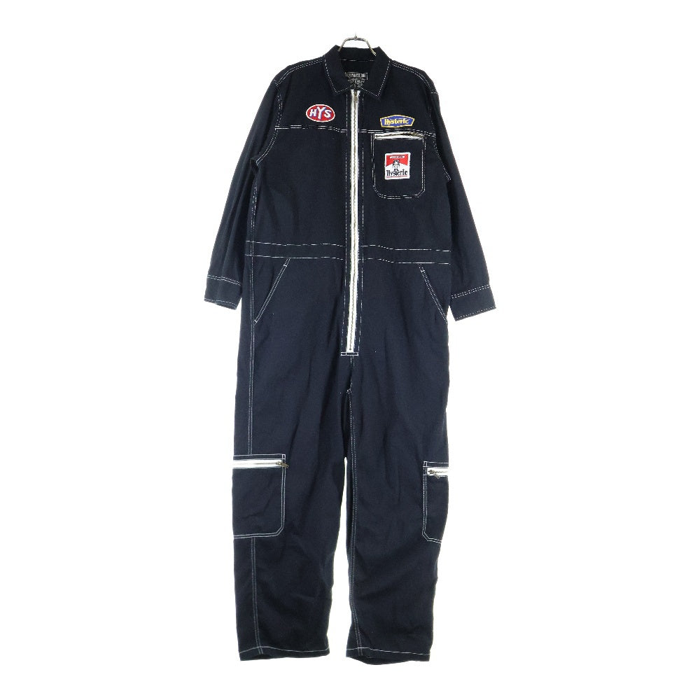 HYSTERIC GLAMOUR(ヒステリックグラマー) SOUND AND VISION ワッペン オールインワン つなぎ ブラック 02251AS01