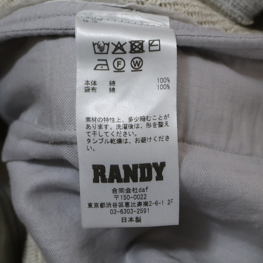 RANDY(ランディ) 25SS MUSCLEPANTS マッスルパンツ センタープリーツ スウェット ボトムス グレー SS25-RPT04