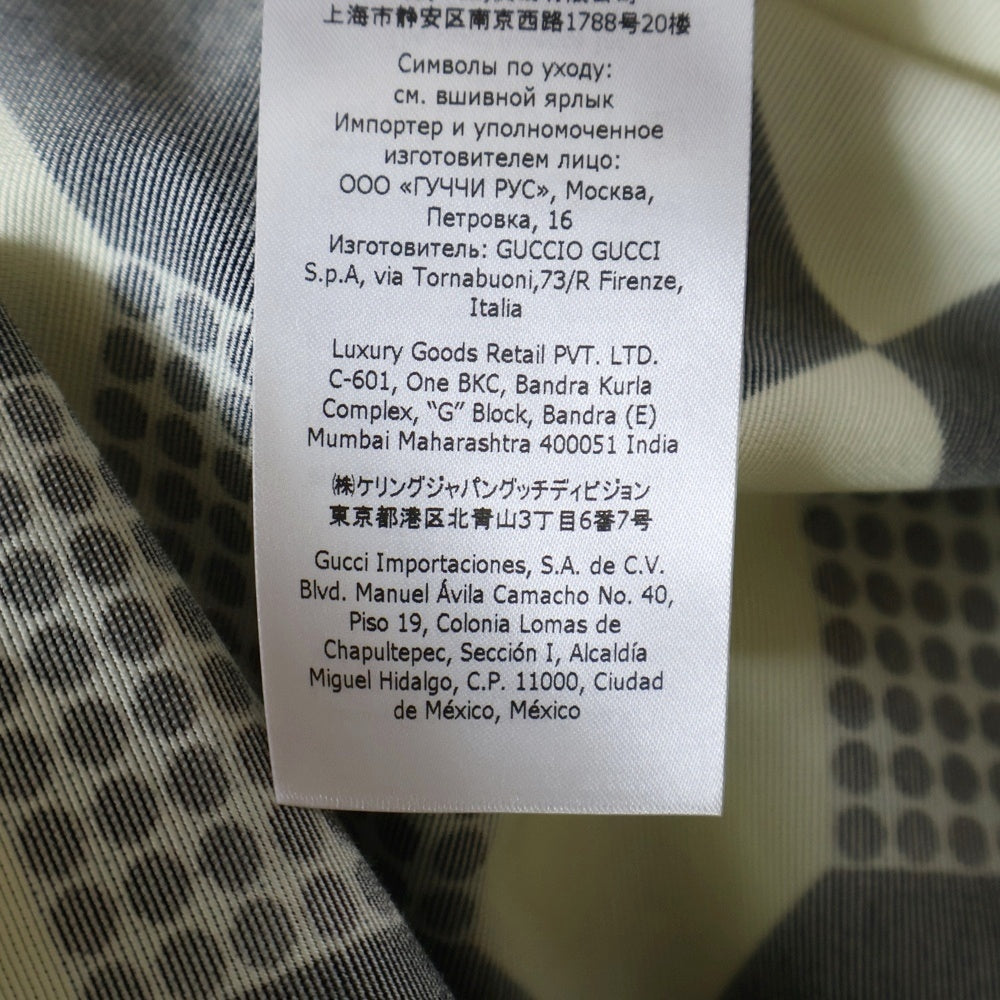 GUCCI(グッチ) オプティカル シルク プリーツ ワンピース ホワイト/ブラック 681386 ZAH41