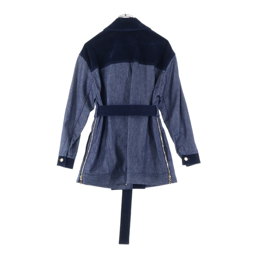 FENDI(フェンディ) ロゴ刺繍 ベロア切替 デニム レディース デニム コート 12CPF-21-2756
