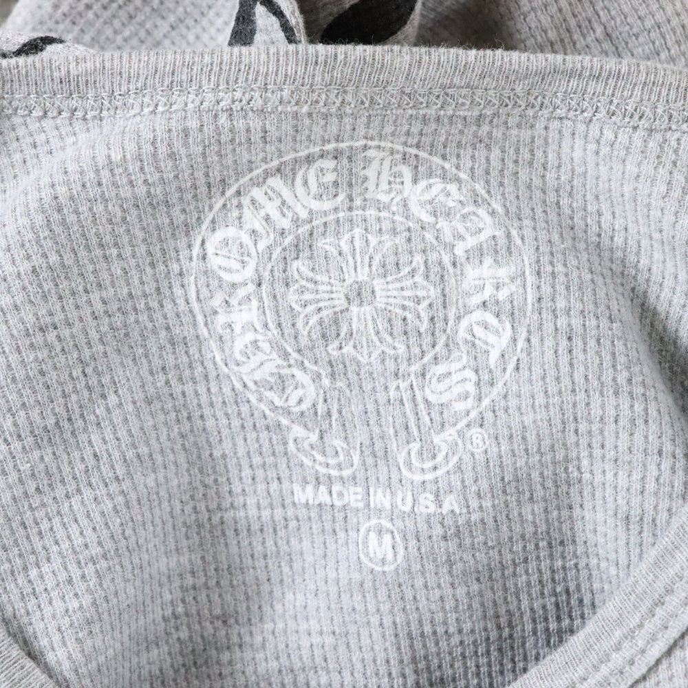 CHROME HEARTS(クロムハーツ) Thermal L S 袖ロゴプリントサーマル長袖カットソー グレー