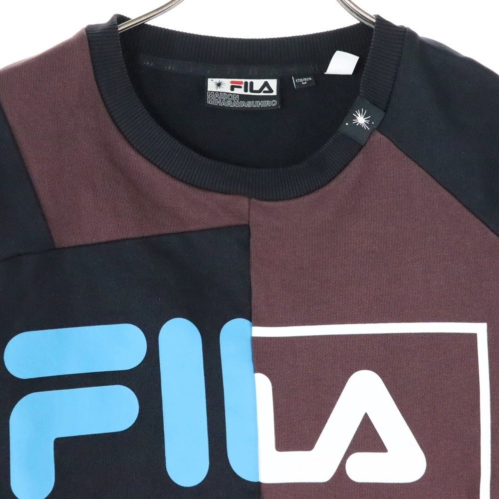 MAISON MIHARAYASUHIRO(メゾンミハラヤスヒロ) ×FILA フィラ パッチワーク プルオーバー スウェット トレーナー ブラック P07SW202