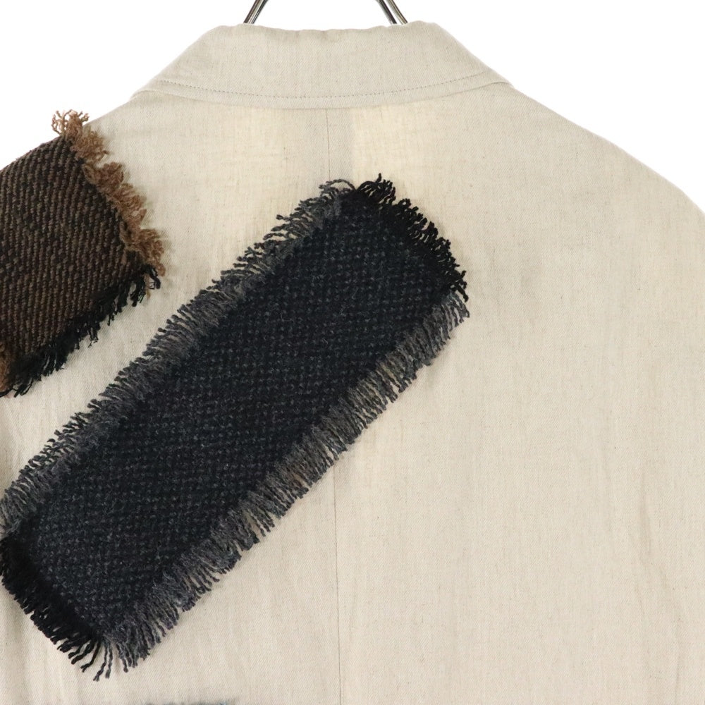 Yohji Yamamoto POUR HOMME(ヨウジヤマモト プールオム) 4ポケット大見返しJ パッチワーク リネン ジャケット アイボリー HZ-J69-305