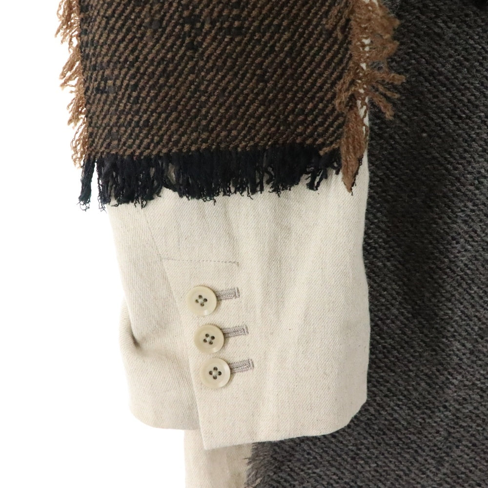 Yohji Yamamoto POUR HOMME(ヨウジヤマモト プールオム) 4ポケット大見返しJ パッチワーク リネン ジャケット アイボリー HZ-J69-305