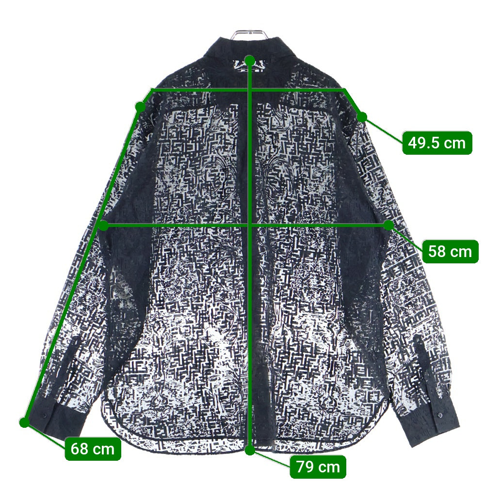 FENDI(フェンディ) ×VERSACE フェンダーチェ シースルーシャツ 長袖シャツ ブラック 12CPF-22-573