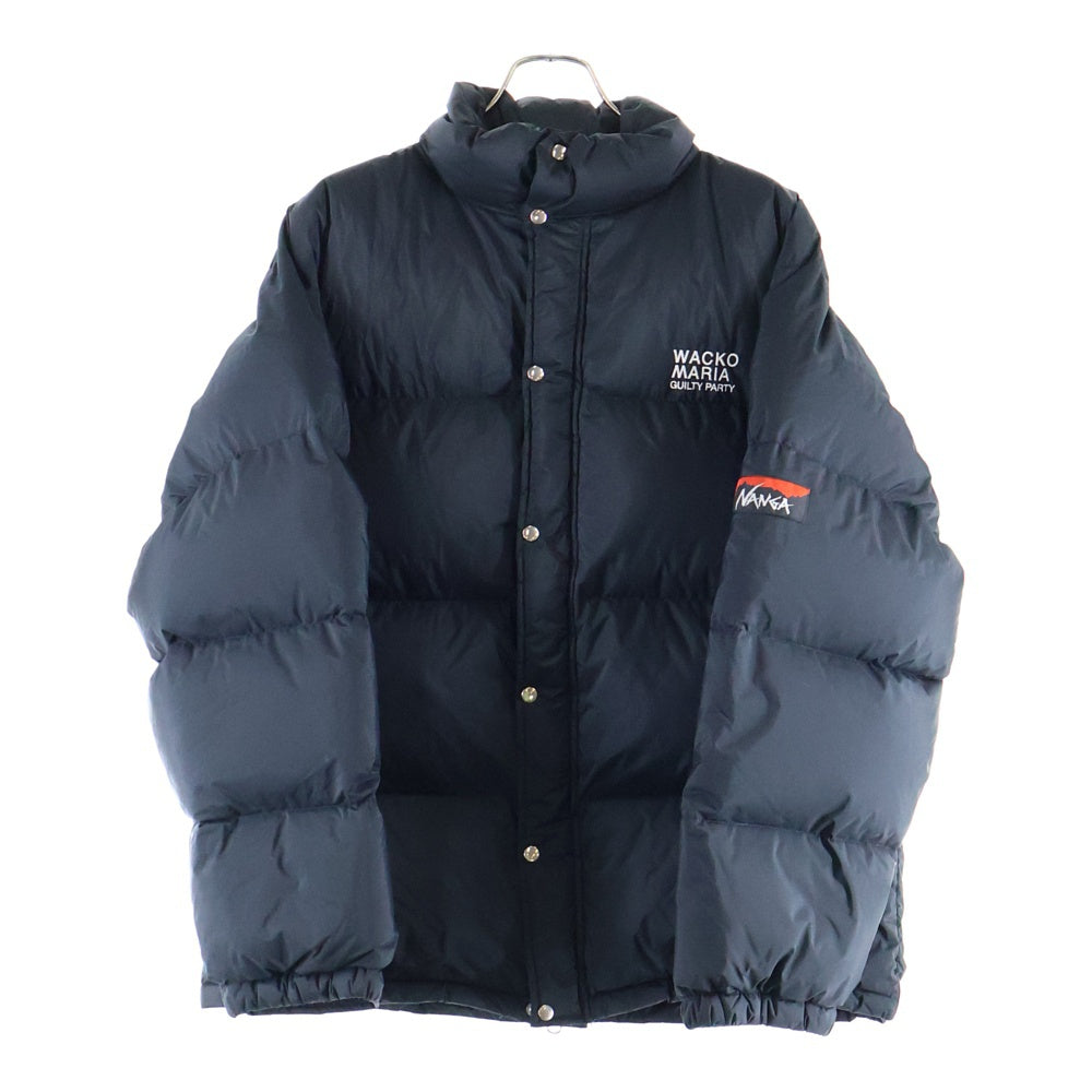 WACKO MARIA(ワコマリア) ×NANGA ダウンジャケット ロゴ刺繍 ナイロン グースダウン 止水ジップ ブラック