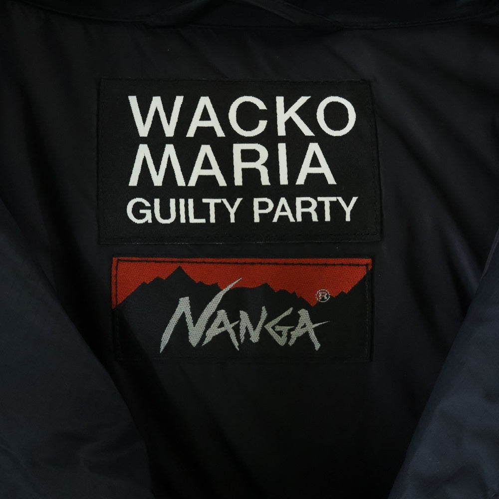 WACKO MARIA(ワコマリア) ×NANGA ダウンジャケット ロゴ刺繍 ナイロン グースダウン 止水ジップ ブラック