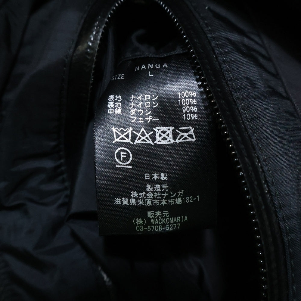 WACKO MARIA(ワコマリア) ×NANGA ダウンジャケット ロゴ刺繍 ナイロン グースダウン 止水ジップ ブラック