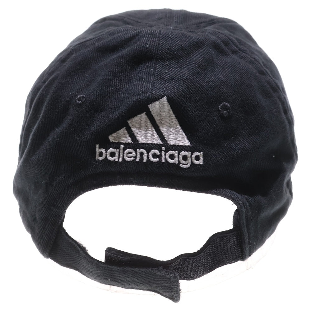 BALENCIAGA(バレンシアガ) ×ADIDAS ロゴストライプ ベースボールキャップ ブラック 712160 410B2