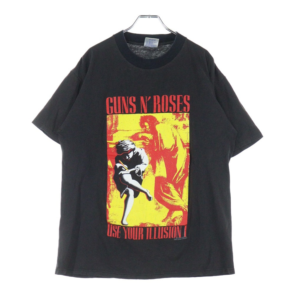 VINTAGE(ヴィンテージ) 90sGUNS N' ROSES USE YOUR ILLUSION TOUR 1991 ガンズアンドローゼス 半袖 クルーネック Tシャツ ブラック