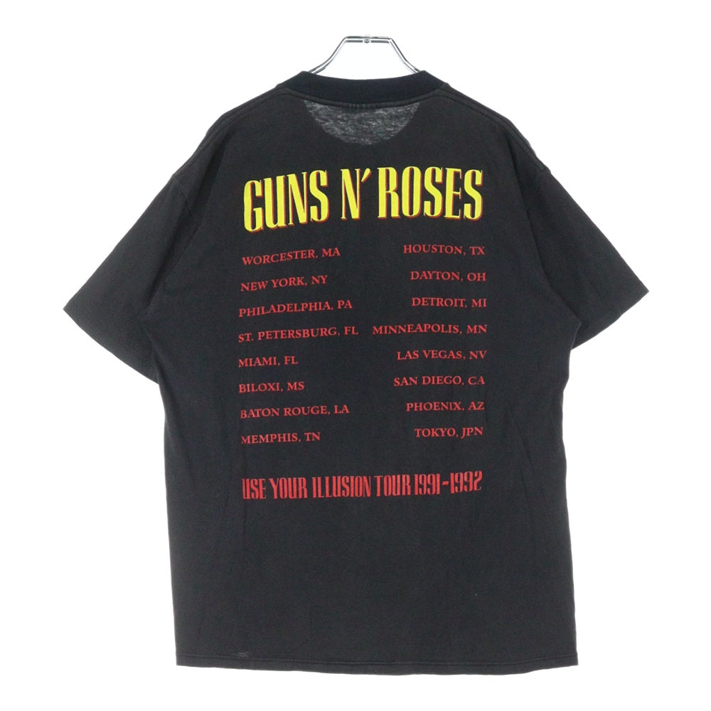 VINTAGE(ヴィンテージ) 90sGUNS N' ROSES USE YOUR ILLUSION TOUR 1991 ガンズアンドローゼス 半袖 クルーネック Tシャツ ブラック