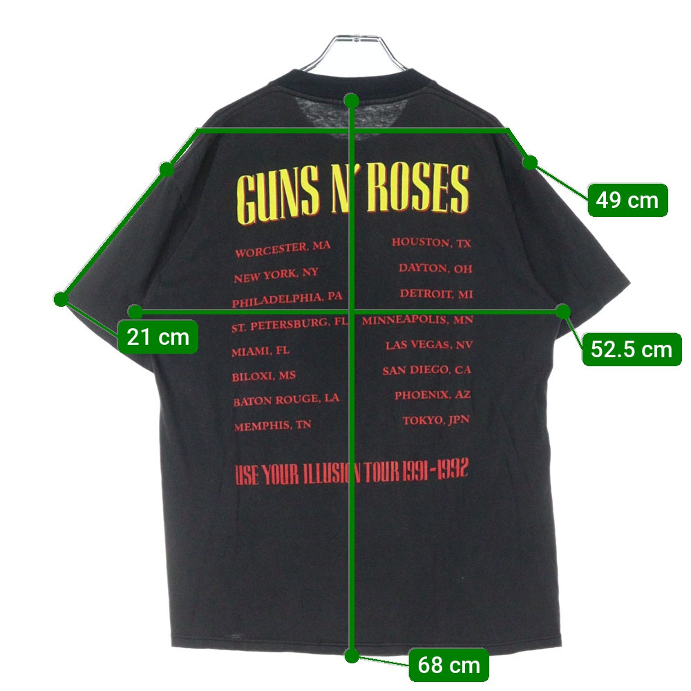 VINTAGE(ヴィンテージ) 90sGUNS N' ROSES USE YOUR ILLUSION TOUR 1991 ガンズアンドローゼス 半袖 クルーネック Tシャツ ブラック