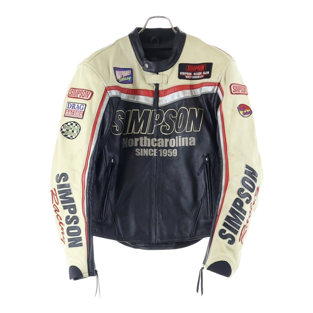 Jessica Simpson(ジェシカシンプソン) レーシングジャケット バイカージャケット レザー ワッペン ホワイト
