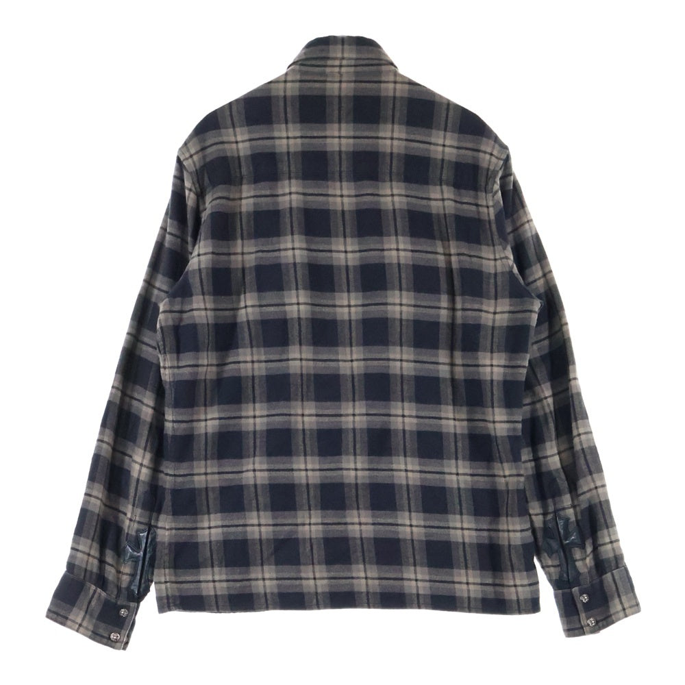 CHROME HEARTS(クロムハーツ) LOOSEENDS LS CHECK JVPタグ ルーズエンド クロスボールボタン ロングスリーブ ネルシャツ ブラック