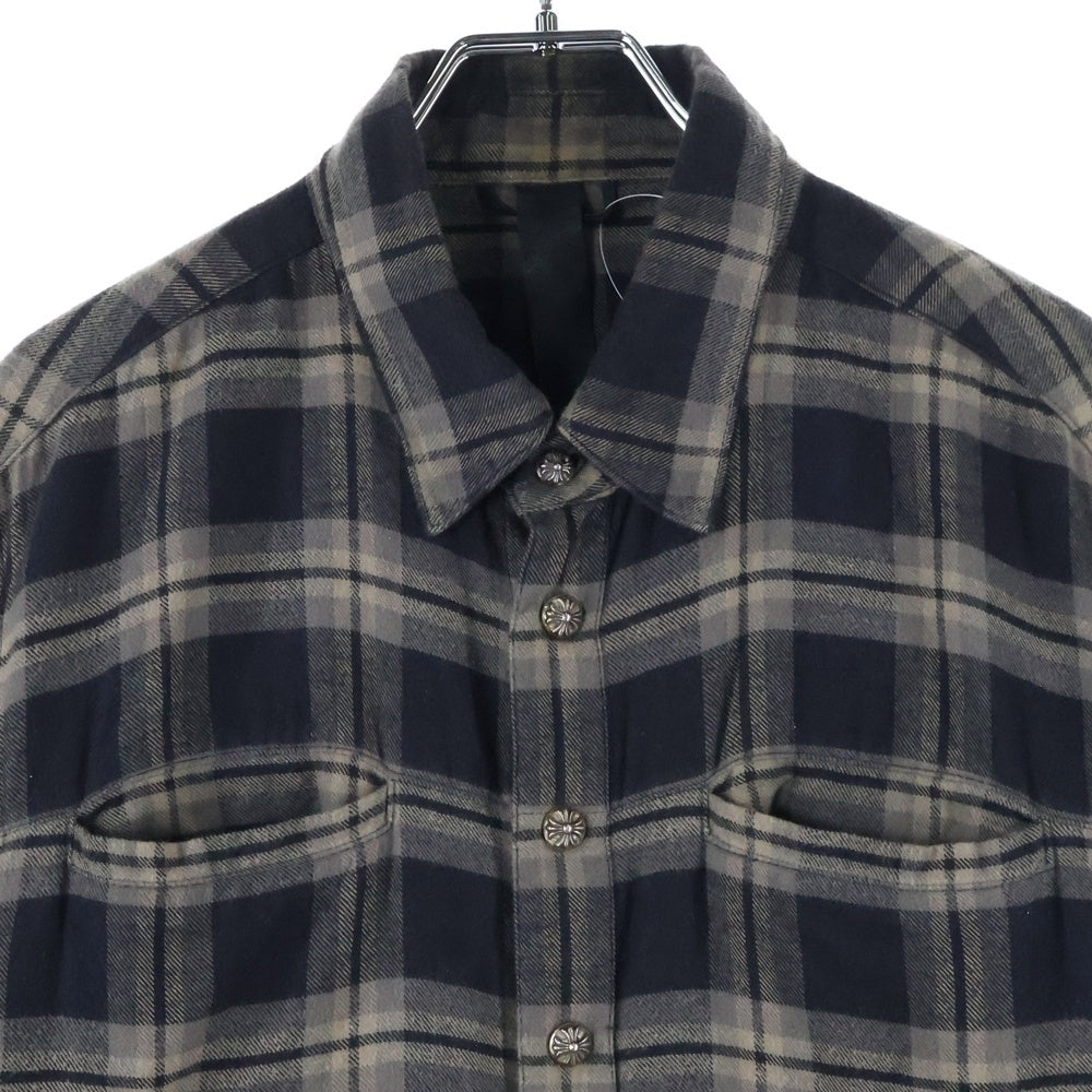 CHROME HEARTS(クロムハーツ) LOOSEENDS LS CHECK JVPタグ ルーズエンド クロスボールボタン ロングスリーブ ネルシャツ ブラック