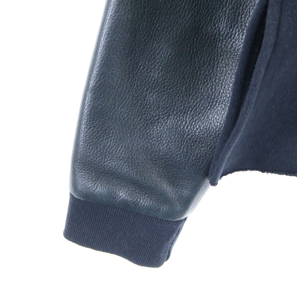 CHROME HEARTS(クロムハーツ) Y NOT クロスパッチ付き レザー切り替え クルーネック スウェット ブラック