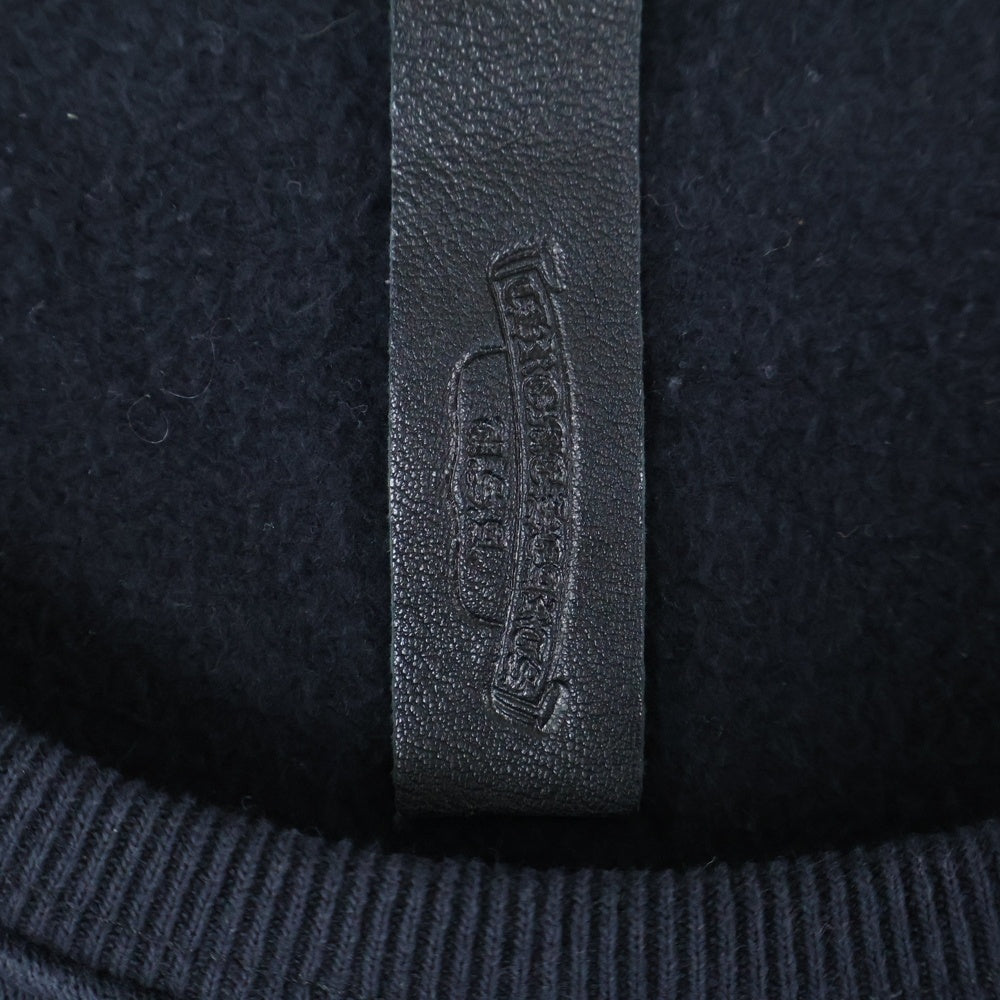 CHROME HEARTS(クロムハーツ) Y NOT クロスパッチ付き レザー切り替え クルーネック スウェット ブラック