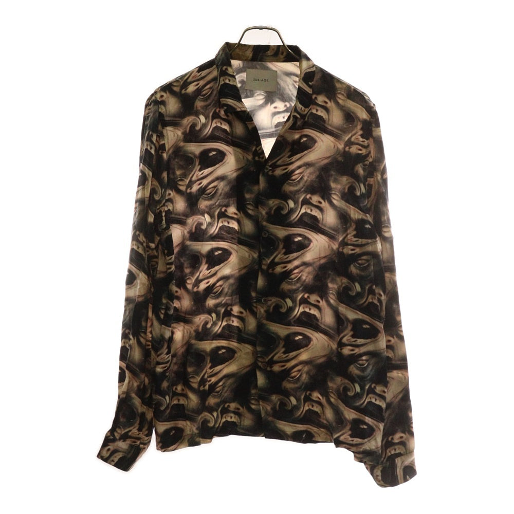 SUB-AGE.(サベージ) 総柄 レーヨン長袖シャツ ロングスリーブシャツ マルチカラー 18SS-SASH-03