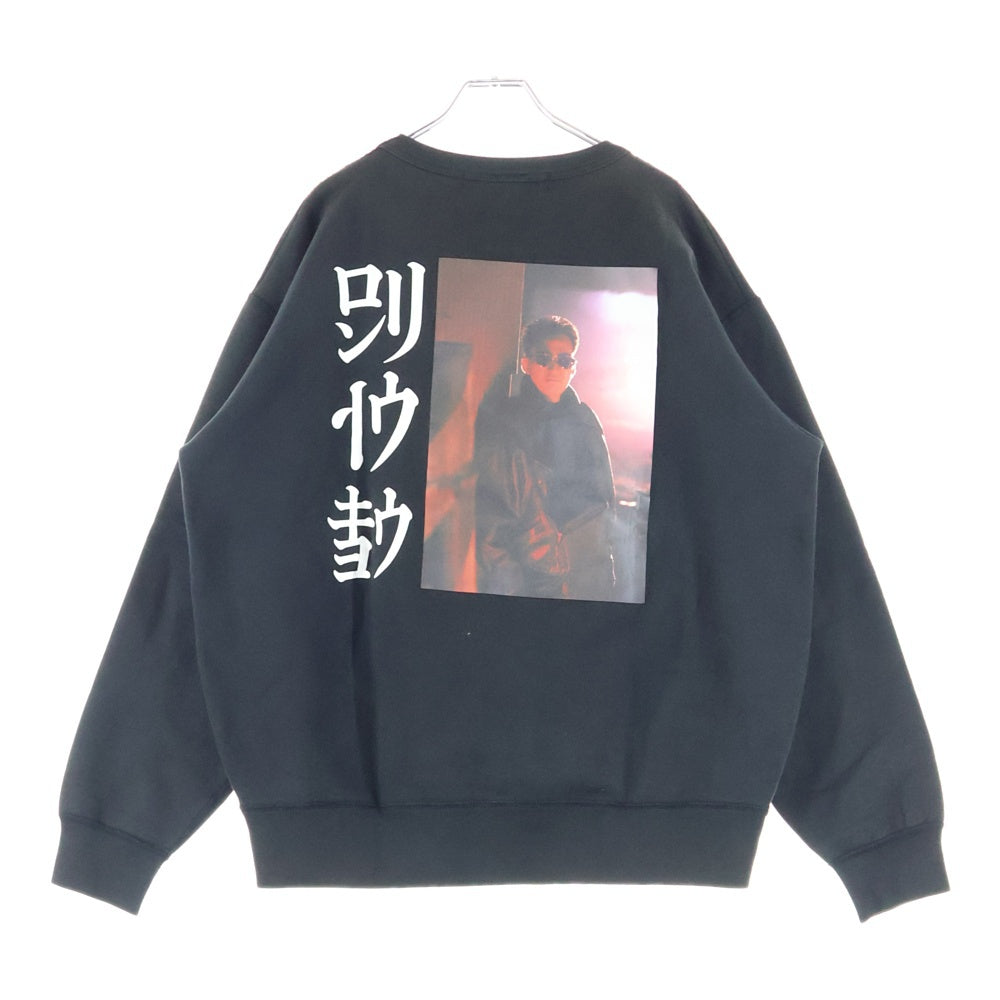 LONELY 論理(ロンリー) ×BLACKRAIN 胸刺繍ロゴ バックプリント スウェットトレーナー ブラック