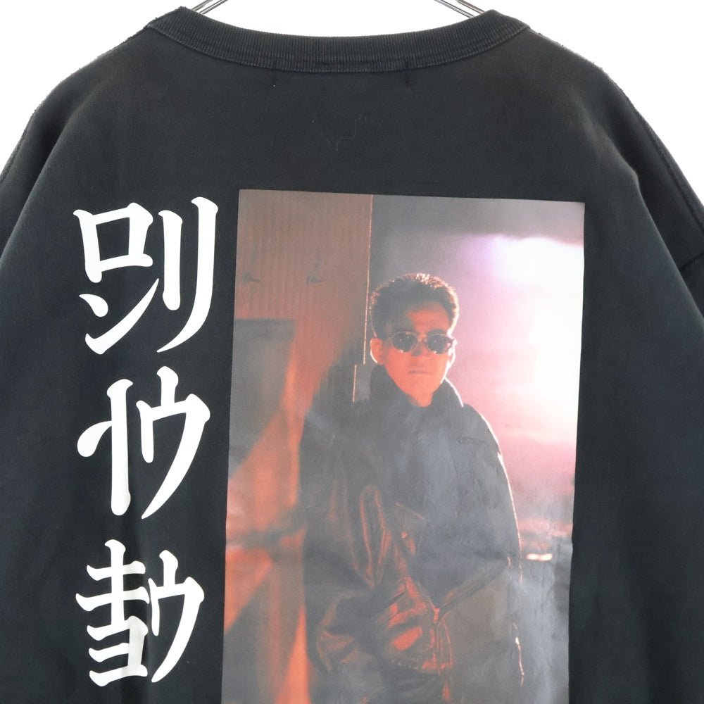 LONELY 論理(ロンリー) ×BLACKRAIN 胸刺繍ロゴ バックプリント スウェットトレーナー ブラック