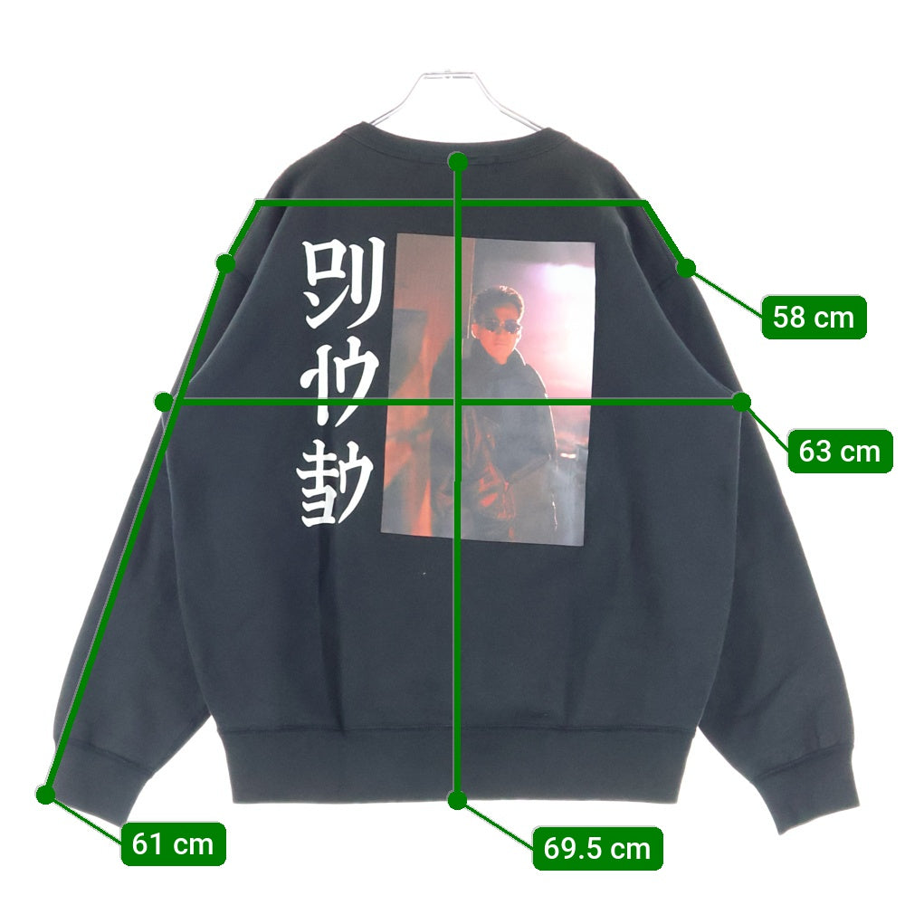 LONELY 論理(ロンリー) ×BLACKRAIN 胸刺繍ロゴ バックプリント スウェットトレーナー ブラック