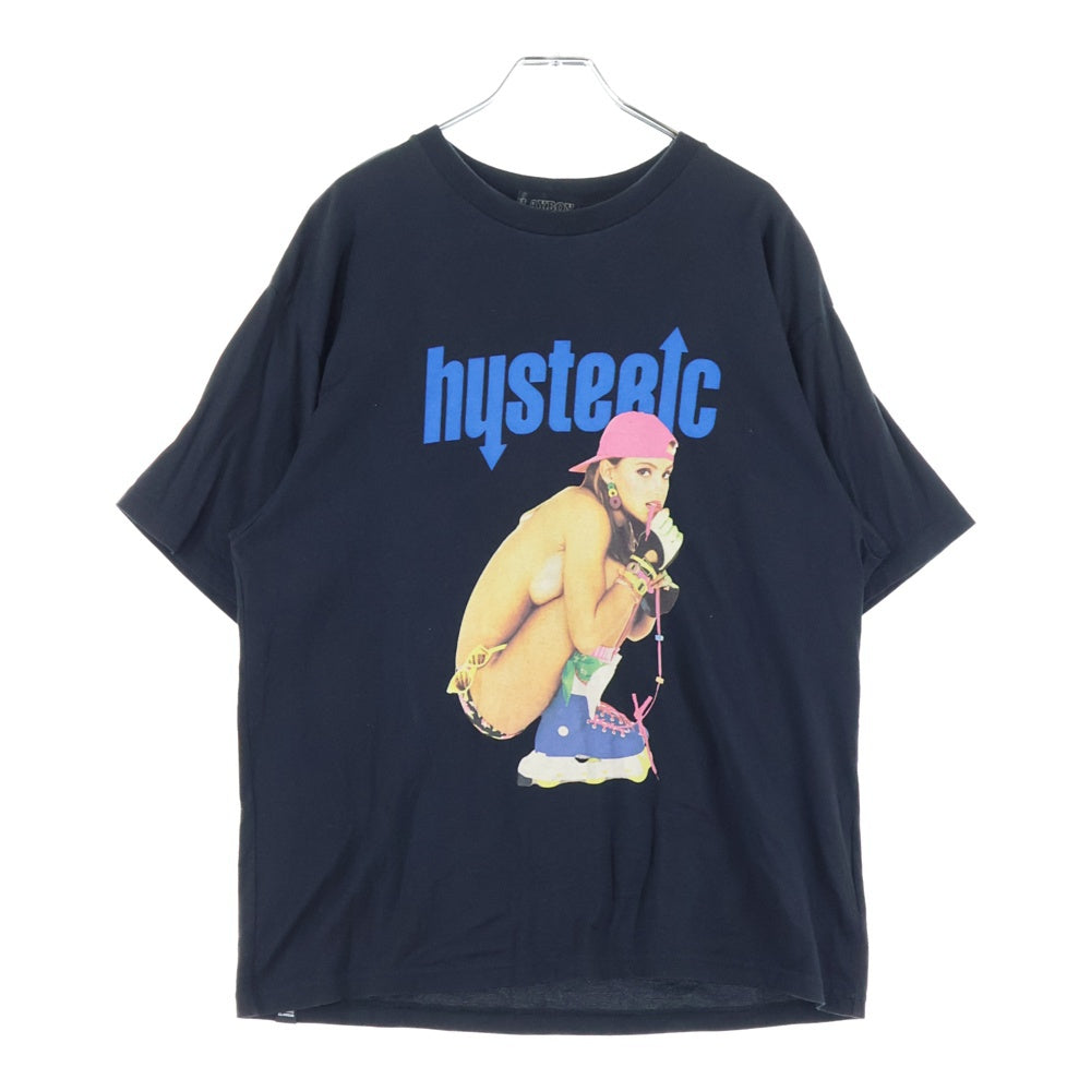 HYSTERIC GLAMOUR(ヒステリックグラマー) ×PLAYBOY 両面プリント クルーネックTシャツ 半袖カットソー ブラック 02222CT20