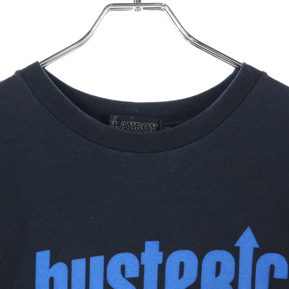 HYSTERIC GLAMOUR(ヒステリックグラマー) ×PLAYBOY 両面プリント クルーネックTシャツ 半袖カットソー ブラック 02222CT20
