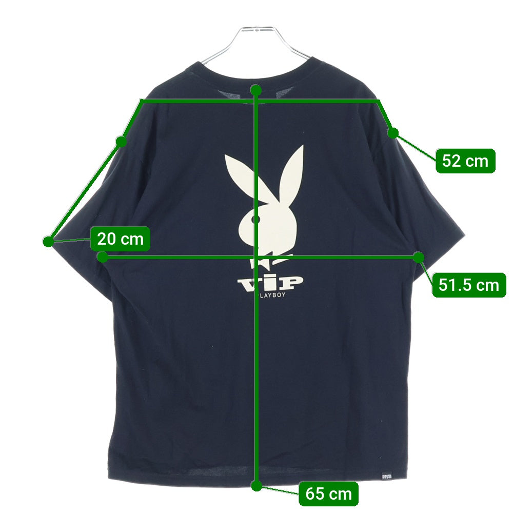 HYSTERIC GLAMOUR(ヒステリックグラマー) ×PLAYBOY 両面プリント クルーネックTシャツ 半袖カットソー ブラック 02222CT20
