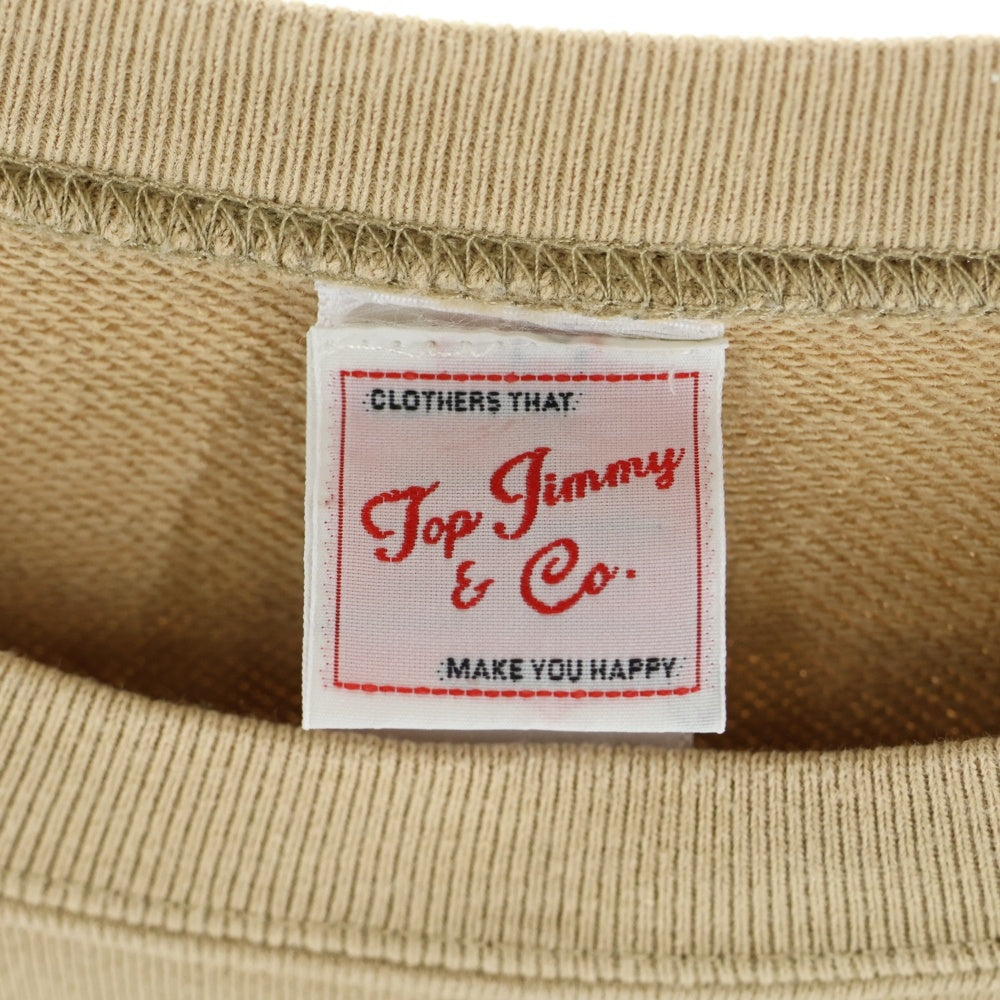 NO BRAND(ノーブランド) TOP JIMMY 胸ロゴ クルーネックスウェット トレーナー キャメル