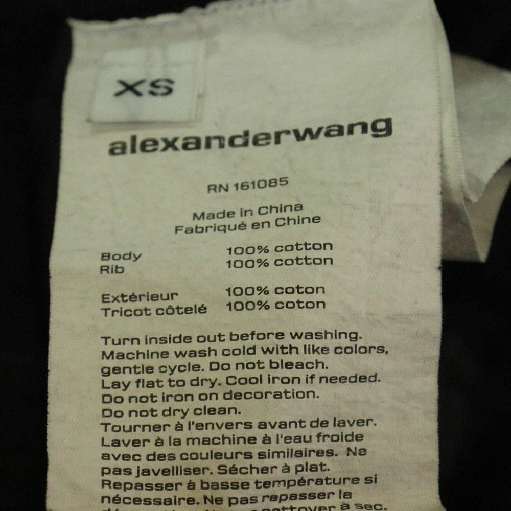 ALEXANDER WANG(アレキサンダーワン) ロゴプリント フェード加工 クルーネック ロングスリーブTシャツ 長袖カットソー ブラック UCC3221537