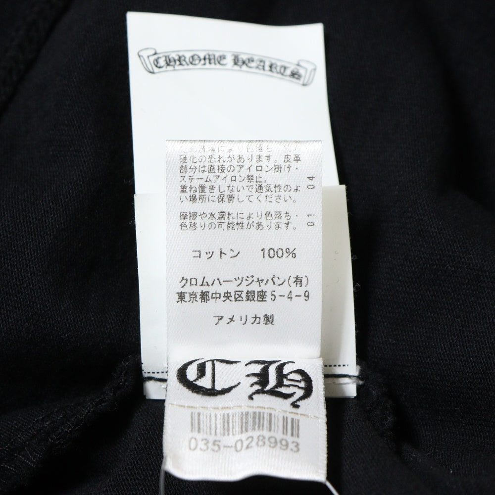 CHROME HEARTS(クロムハーツ) YNOT L/S TEE フロントロゴ刺繍 袖CHクロス刺繍 クルーネック 長袖Tシャツ ブラック