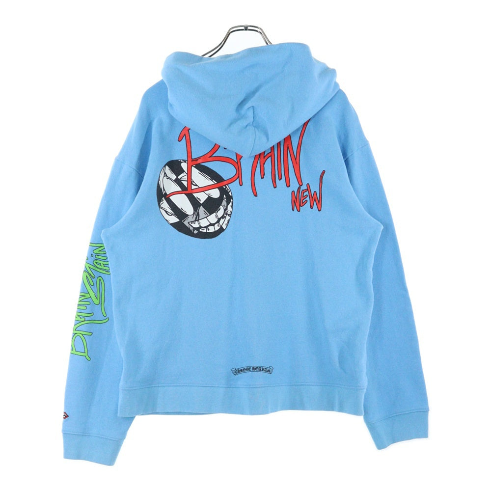 CHROME HEARTS(クロムハーツ) ×MATTY BOY BRAIN NEW PULLOVER HOODIE マッティボーイ ブレインニュー プリントフーディー プルオーバーパーカー ブルー