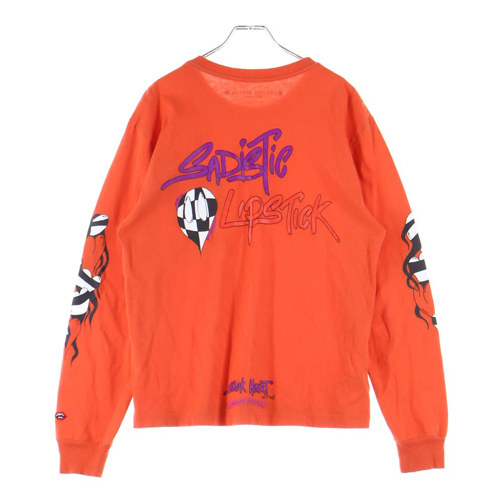 CHROME HEARTS(クロムハーツ) 23SS MATTY BOY Sadistic Lipstick マッティボーイ プリント クルーネック 長袖 Tシャツ オレンジ