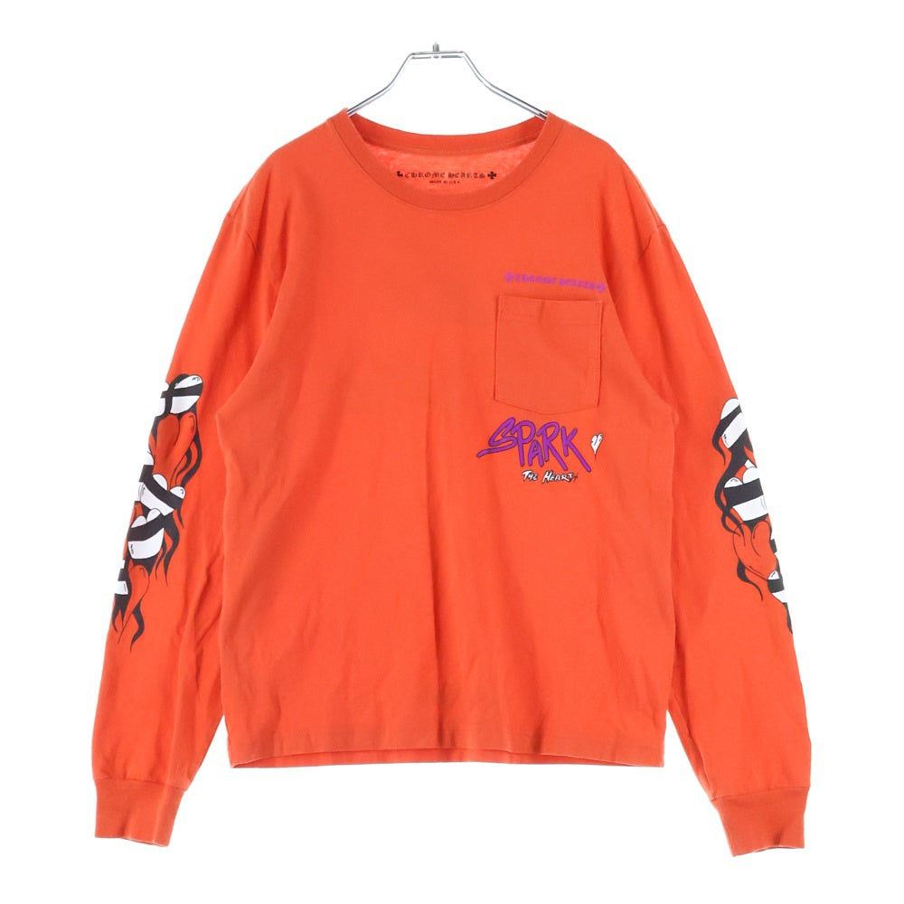 CHROME HEARTS(クロムハーツ) 23SS MATTY BOY Sadistic Lipstick マッティボーイ プリント クルーネック 長袖 Tシャツ オレンジ