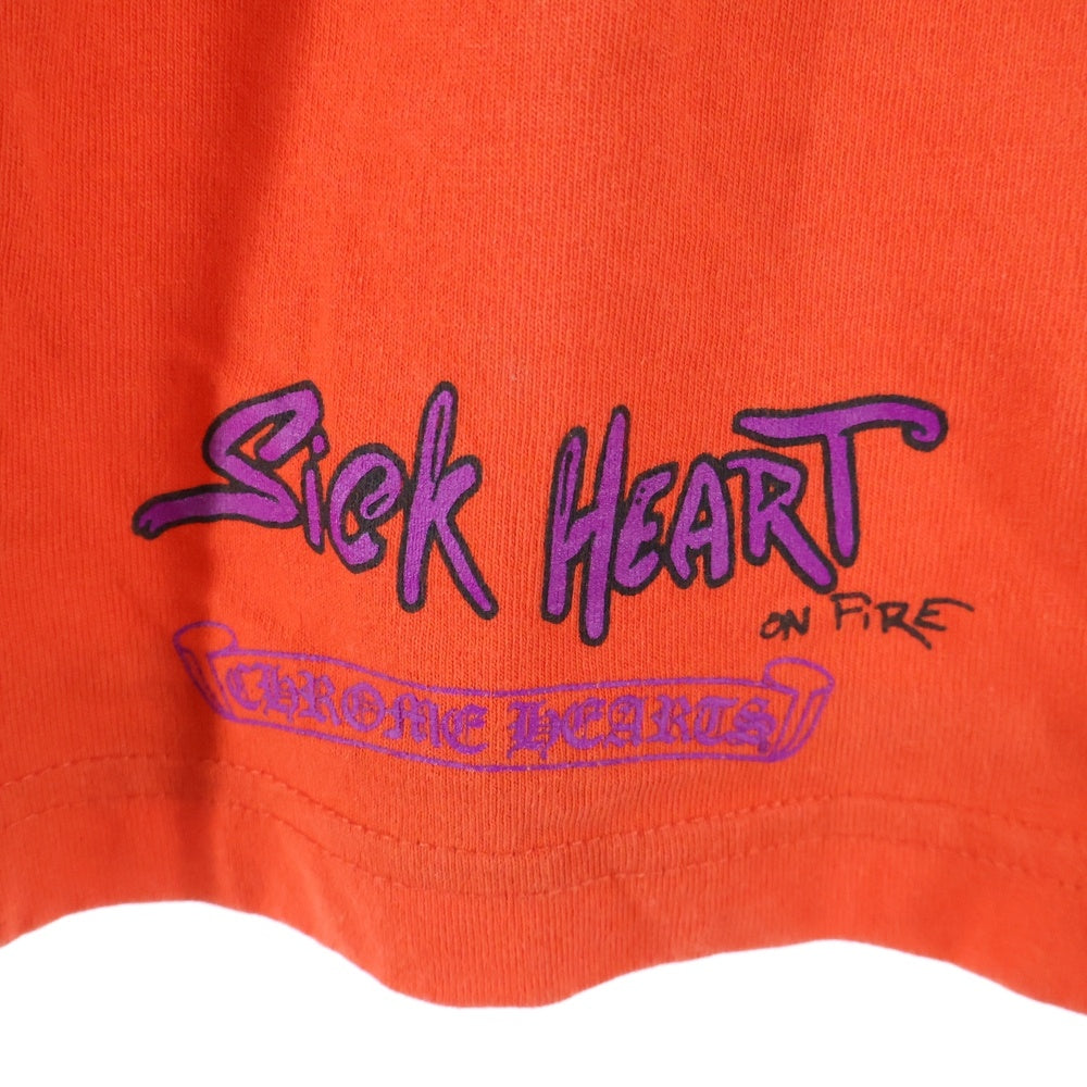 CHROME HEARTS(クロムハーツ) 23SS MATTY BOY Sadistic Lipstick マッティボーイ プリント クルーネック 長袖 Tシャツ オレンジ
