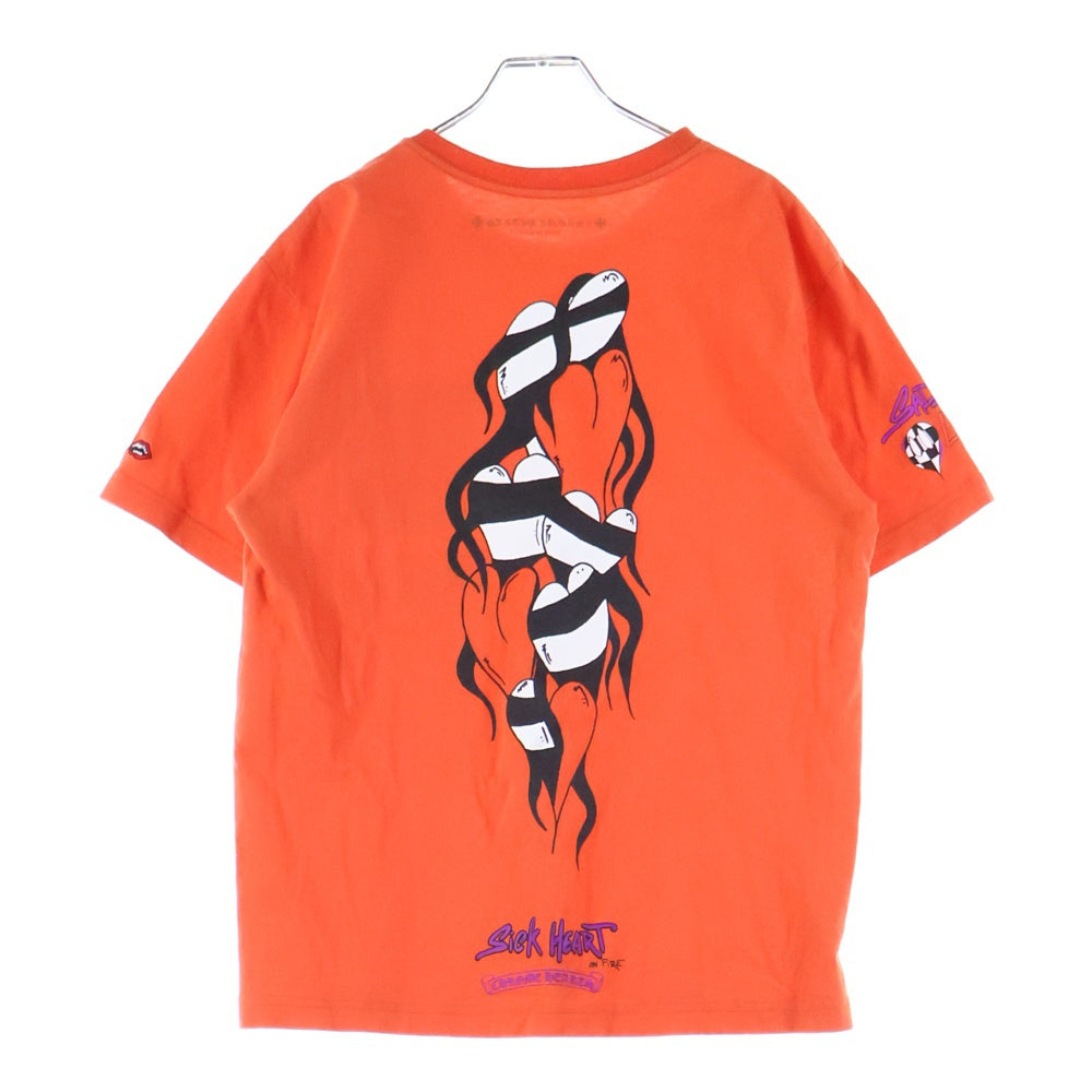 CHROME HEARTS(クロムハーツ) ×MATTY BOY PPO SPARK THE HEART T-SHRTS マッティボーイ プリントスパークザハートクルーネック半袖Tシャツカットソー オレンジ