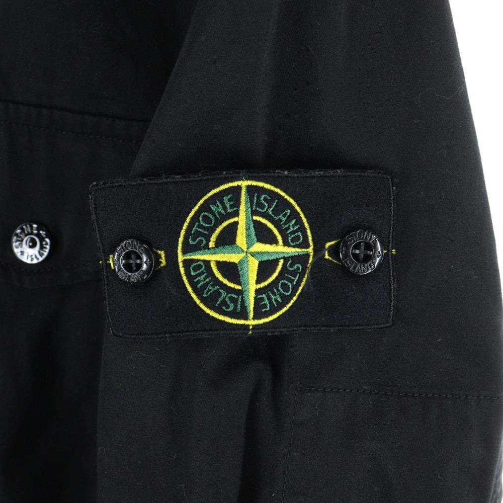 STONE ISLAND(ストーンアイランド) 袖ロゴワッペン オーガニックコットン ダブルジップ オーバーシャツジャケット ブルゾン ブラック 811512808 V0029