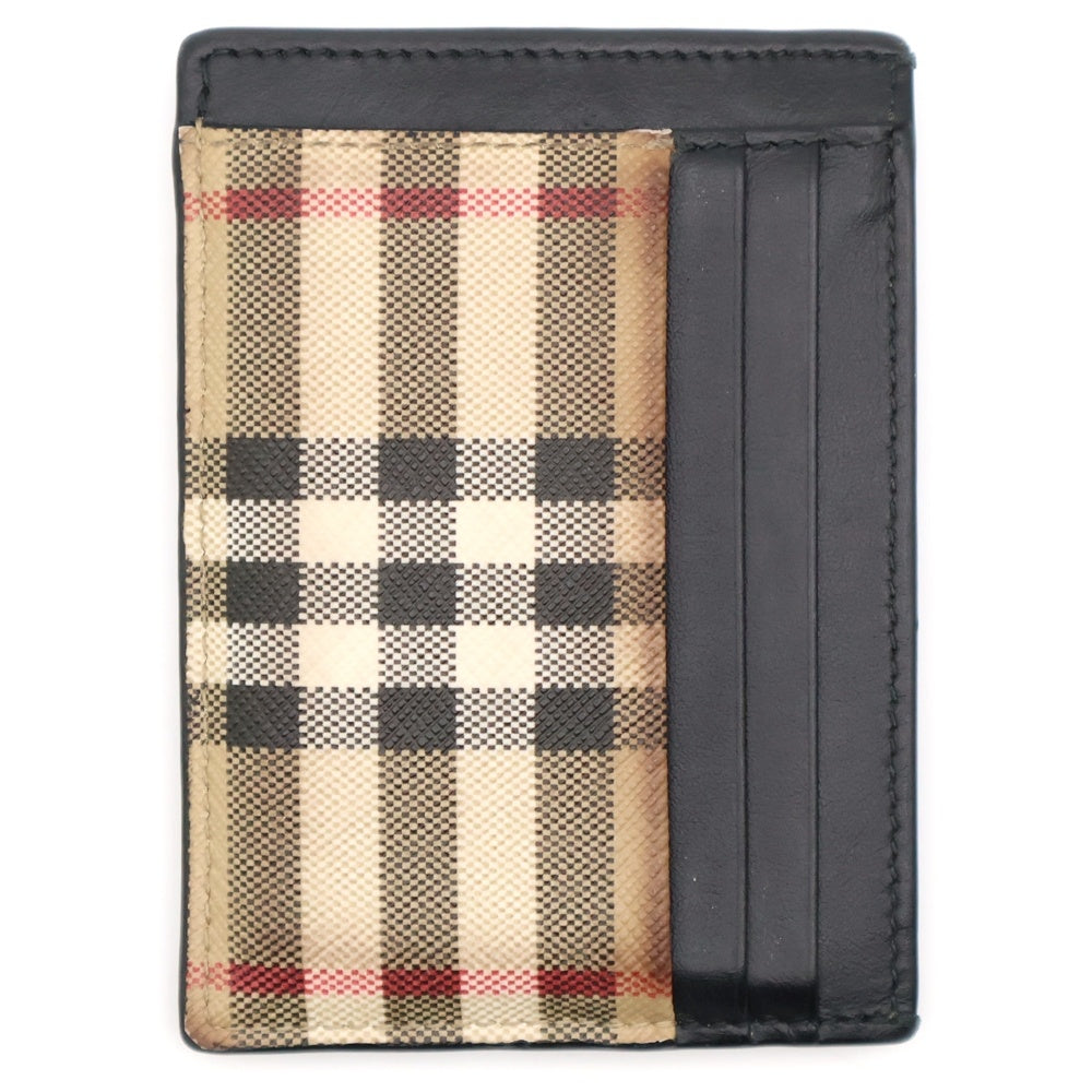 BURBERRY(バーバリー) チェック柄 レザー マネークリップ付 カードケース ベージュ