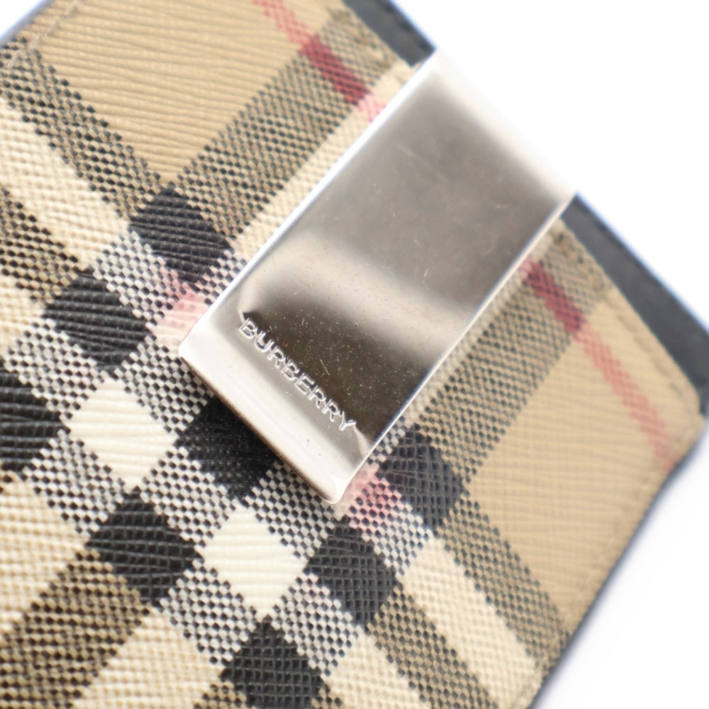 BURBERRY(バーバリー) チェック柄 レザー マネークリップ付 カードケース ベージュ